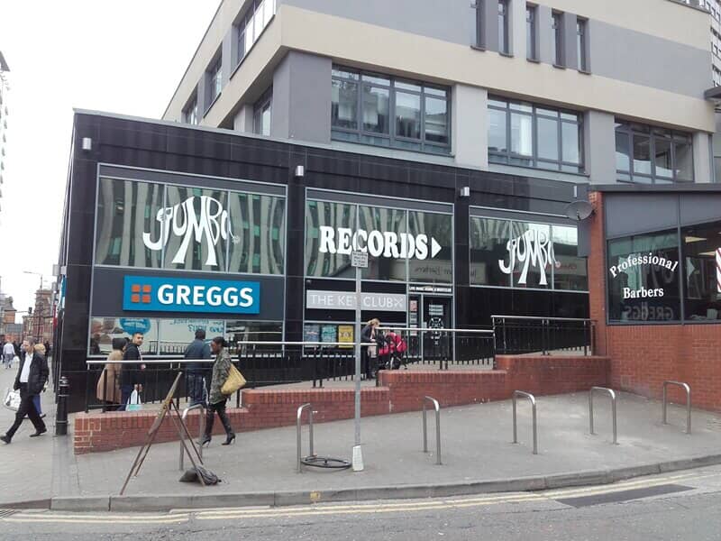 An image of the Greggs Jumbo Records exterior signage.